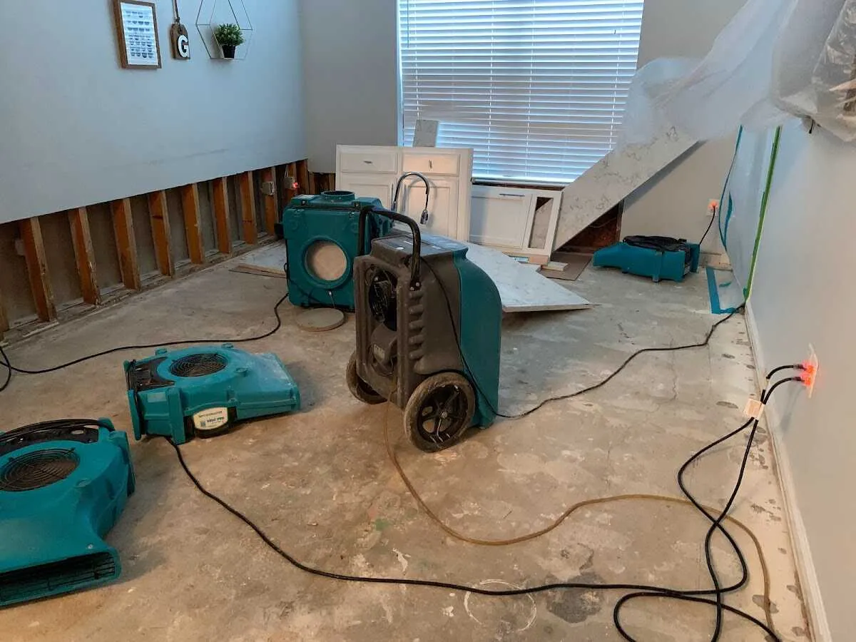 Dehumidifier in flood-cut room for Water Damage Restoration in Novato